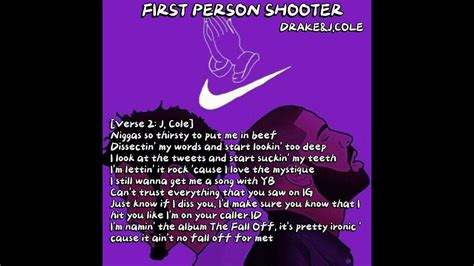 First Person Shooter ft. J. Cole - Drake... (Pew, pew-pew) First person shooter mode, we turnin' your song to a funeral. To them niggas that say they want offices, you better be talkin' my work in cubicles. Yeah, them boys had it locked, but I knew the code. Lot of niggas debatin' my numeral, not the three, not the two, I'm the U-N-O. Yeah ...